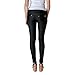 Womens Pull On Cotton Blend Color Jeggings, Dark Black, Medium/Large