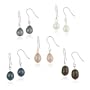 Sterling Silver 5 Pair Baroque Freshwater Cultured Pearl White, Peacock, Pink, Grey, Chocolate Earring Set