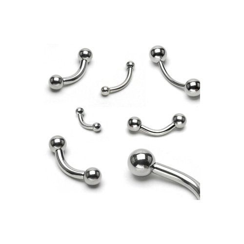 A0001/ Piercing Augenbrauenpiercing Banane 1,2 x 8 mm mit Kugeln 3 mm Chirurgenstahl