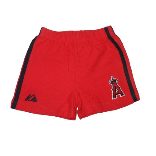 MLB Los Angeles Angels Baby / Infant Comfortable Fit Cotton Shorts with Embroidered Logo - Red (Size: 6/9)