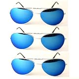 Premium Full Mirror Fashion Color Lens Aviator Sunglasses (Sold Individually or as 3-Packs) - 