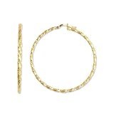 14k Yellow Gold Large Twisted Hoop Earrings 45mm X 2mm