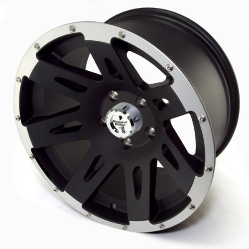 Rugged Ridge Aluminum Black Satin with Machined Lip - 17 x 9 Inch Wheel
