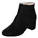 UJoowalk Womens Comfortable Classic Suede Leather Round Toe Chunky Heeled Zipper Ankle Boots (4.5 B(M) US, Black)