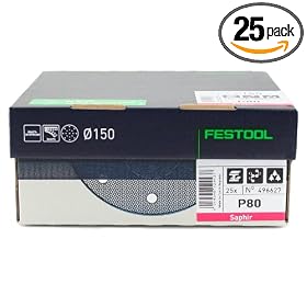Festool 496627 Abrasives, 6 inches Diameter Saphir P80 Grit, 25 Pack