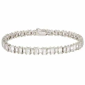 Sterling Silver 11 CTW Total Carat Weight Emerald Cut simulated Diamond cz Tennis Bracelet by 