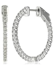 KC Designs "Eternity Hoops" Diamond 14k White Gold Hoop Earrings , .75 cttw