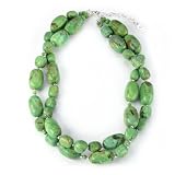 Barse Double Strand Lime Turquoise Nugget Necklace