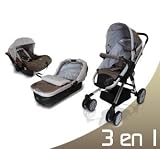 Monsieur Bébé – Poussette trio Pliable + Couffin avec Matelas + Siège Auto – Marron