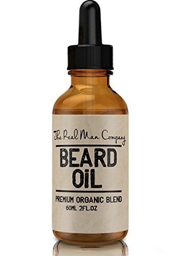 The Real Man Company Beard Oil and Conditioner for Men,Guaranteed Awesome,Manly and Kissable Beard or your Money Back!100% Organic Premium Beard Care Product,Large 2 Oz.Bottle, Natural Jojoba, Argan & Moringa Oil Blend,Fragrance Free,