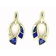 14K Yellow Gold Tanzanite, Diamond and Black Opal Inlay Earrings