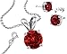 FANTOM It's Sterling Silver 925 Cubic Zirconia 2.00 Carat Round Necklace with Pendant and 18 Inch Rolo Chain Red Simulated Ruby