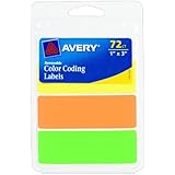 Avery Rectangular Color Coding Labels, 1 x 3 Inches, Assorted, Removable, Pack of 72 (06722)