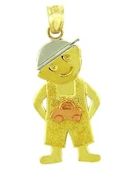 14k Tri-Color Baby Boy with Car Shirt Gold Charm