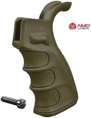 AIMID Tactical AR 15 Pistol Grip Upgrade Polymer Textured Finger Grooves Trap Door Storage Thin Profile (Green)
