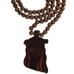 Brown Jesus Necklace - 33'' Necklace - 2 x 3.25'' Pendant