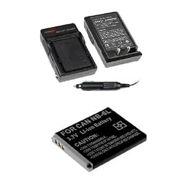 Lithium-Ion Battery + Battery Charger with Car Adapter for Canon Digital ELPH PowerShot SD1200 IS