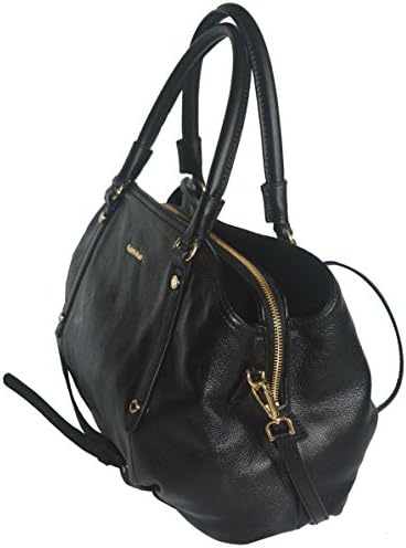 Calvin Klein Leather Satchel Crossbody Handbag Black Bag Tote Purse
