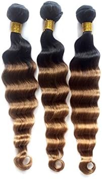 Wigiss Brazilian Top Grade Gorgeous Deep Wave Real Human Hair Extensions 100% Hair Weft Three-tone Color 1B33#27# 100g/Bundle 3 Bundles Mixed Length (14'' 16'' 18'')