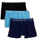 boxer briefs:HUGO BOSS Men's 3 Pack Boxer In Multi, Blue/Light Blue/Black, Medium