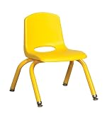 Ecr4kids 10" School Stack Chair - Matching Powder-Coated Legs - Yellow