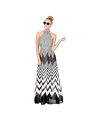 Halter Striped Print Maxi Dress 