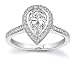 2.00 carat Pear Shape Certified Diamond Designer Engagement Anniversary Ring in 14k White Gold Center 1.00 Carat