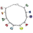 Sterling Silver .925 Stamp Hypoallergenic Nickel Free Colorful Purse Charm Bracelet