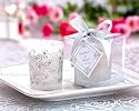 Scented Frosted Glass Votive- Hearts & Vines