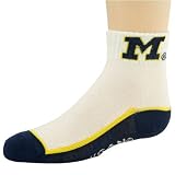 Michigan Wolverines White-Navy Blue Juvenile Quarter Socks