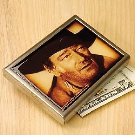 JOHN WAYNE HINGED MEDIUM METAL BOX / CIGARETTE CASE