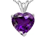 2.00 cts Genuine Amethyst Heart Pendant - 14kt White or Yellow Gold