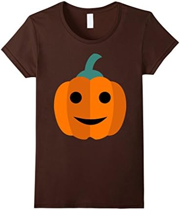 Women's Halloween Smile Face Pumpkin Smile Face Emoji Costume Shirt Large Brown