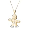 $109.99 - 14k Gold and Diamond Gingerbread Man Pendant