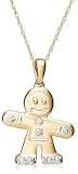 14k Yellow Gold Diamond Gingerbread Man Pendant (1/10 cttw, G-H Color, I1 Clarity), 18'