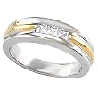 14K Two-Tone Gold Diamond Wedding Band Duo - Lady's Ring - 0.30 Ct.