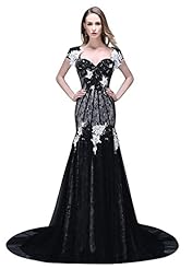Queen Anne Neck Lace Satin/Tulle Mermaid Evening Dress/Wedding Dress 