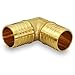 Pexflow PXLN0034-NL PEX X PEX 90 Degree Elbow Barb Pipe Fitting 3/4" Brass