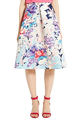 (シーファニー)Cfanny レディース エレガント 大人 花柄 プリント 鮮やか レトロ キレイ ミモレ丈 スカート