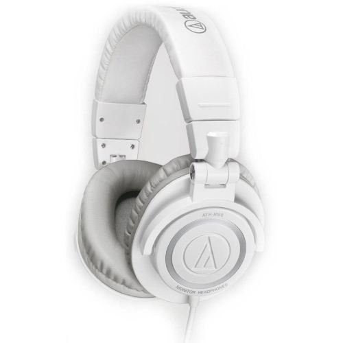  Audio Technica ATH-M50WH Professional Studio Monitor Headphones with Coiled Cable (White) 