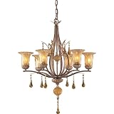 Provenzia Collection 6-Light 32 Argento Bronze Chandelier with Amber Glass and Crystals 3577/6