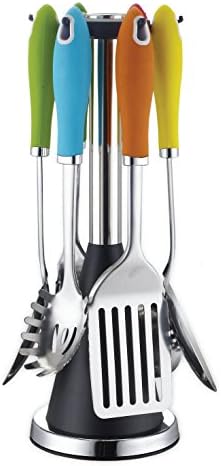 6 Piece Stainless Steel Kitchen Utensil Set PLUS Rotating Stand
