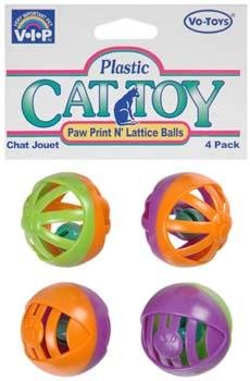 Vo-Toy VIP Paw Print Lattice Cat Ball 4 pack