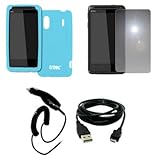 EMPIRE Light Blue Silicone Skin Case Cover + Mirror Screen Protector + Car  ....