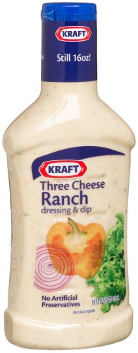 Kraft Three Cheese Ranch Dressing & Dip, 16-Ounce Plastic Bottles (Pack of 6) by Kraft