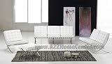 Contemporary Gorgeous Barcelona Style White Leather Sofa Loveseat Chair Ottoman Set