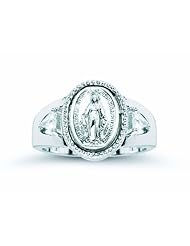 Sterling Silver Miraculous Ring w/ Hand set CZ Trillions-Boxed size 7 Patron Saint St. Medal Pendant Necklace In Gift Box