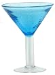 Hand Blown Glass with Aqua Blue Bubbles Martini Glass 6.25"H Set of Four