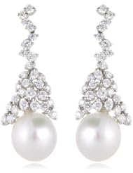 Diamond and South Sea Pearl 18k White Gold Dangle Earrings