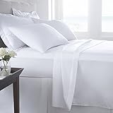 [hachette] SUPER KING SIZE WHITE 100% EGYPTIAN COTTON FITTED SHEET IN 200 THREAD COUNT 200TC PLAIN